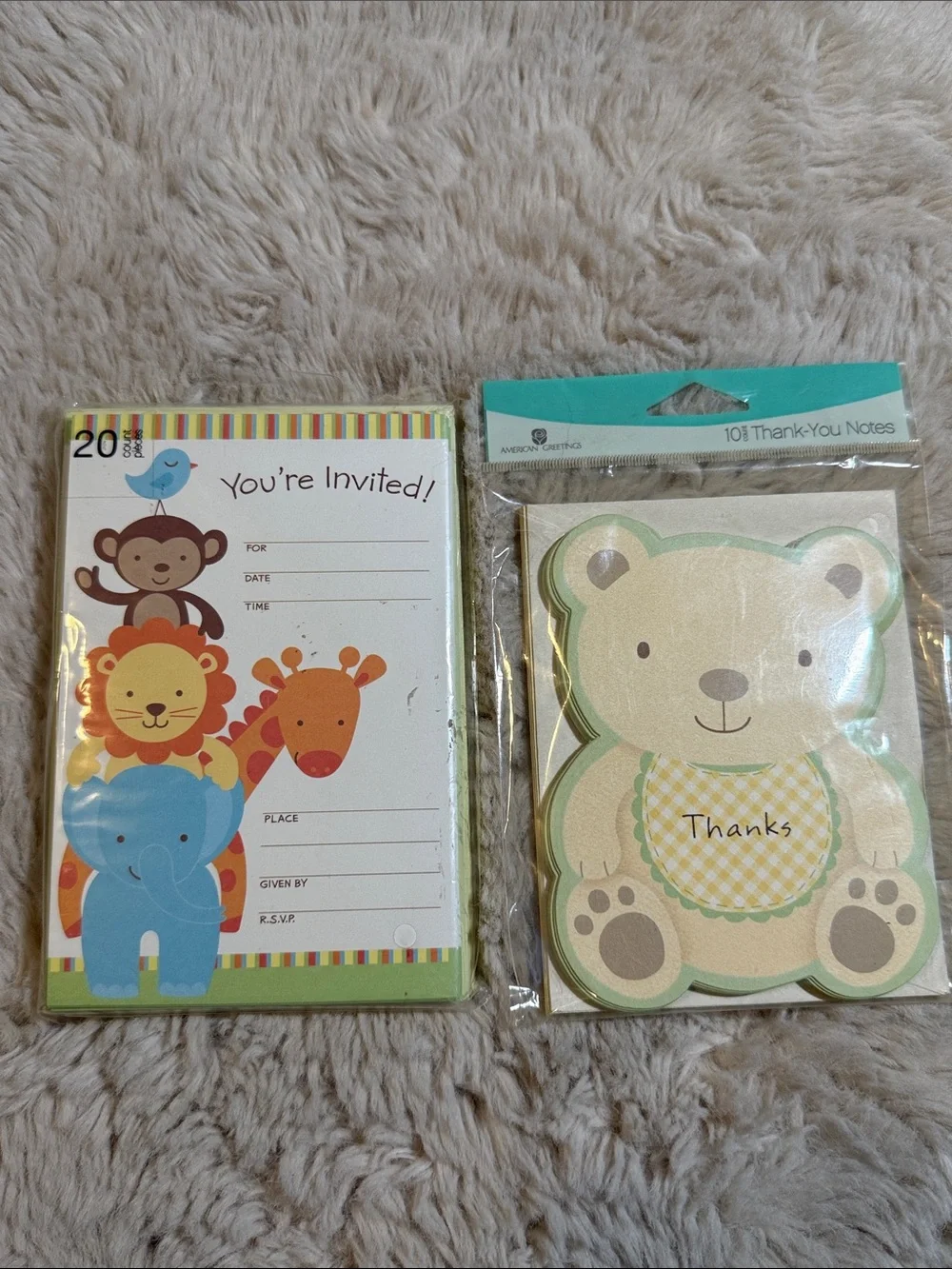 ✨American Greeting-Cute Animal Baby Shower Invitations and Bear Thank-You Cards✨